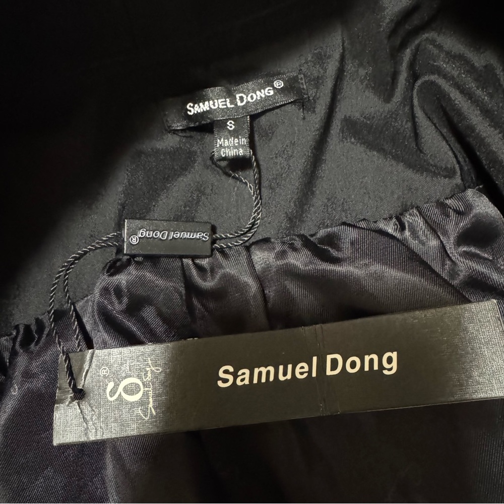 NWT SAMUEL DONG DRAMATIC STRETCH EXTRAVAGANT RUFFLE COAT DRESS Black Size Small - Picture 7 of 9
